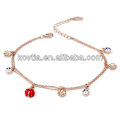 Fashion 18k rose gold crystal jewelry girls bracelet anklet